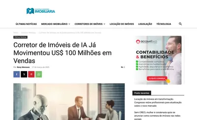 Matéria da Publicidade Imobiliária sobre corretor de imóveis de IA que movimentou US$ 100 milhões em vendas